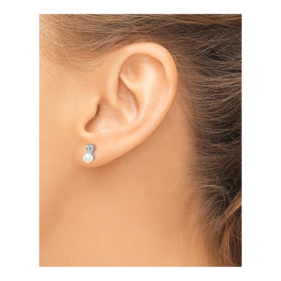 Sterling Silver Freshwater Cultured Pearl Button Stud Earrings – view 3