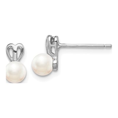 Sterling Silver Freshwater Cultured Pearl Button Stud Earrings