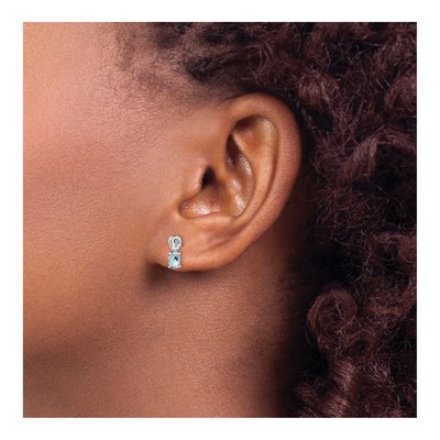 Sterling Silver Oval Aquamarine Birthstone Stud Earrings – view 4