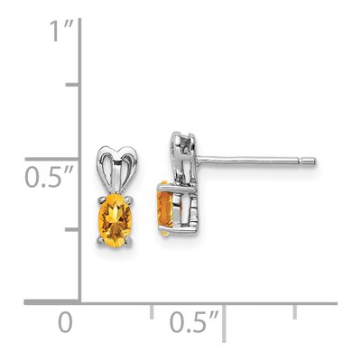 Sterling Silver Oval Citrine Button Stud Earrings – view 4