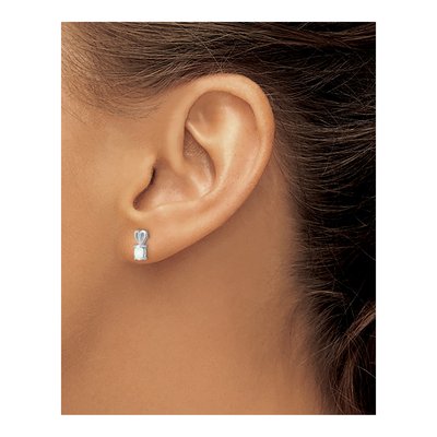 Sterling Silver Oval Lab-Created Opal October Birthstone Stud Earrings – view 4