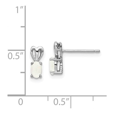 Sterling Silver Oval Lab-Created Opal October Birthstone Stud Earrings – view 5