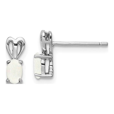 Sterling Silver Oval Lab-Created Opal October Birthstone Stud Earrings