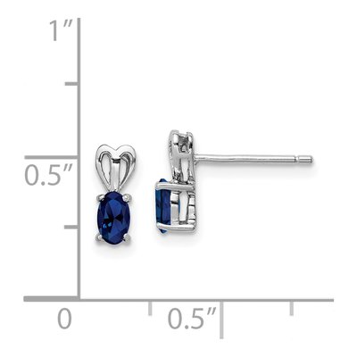 Sterling Silver Oval Lab-Created Sapphire Button Stud Earrings – view 5