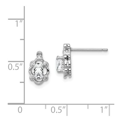 Sterling Silver Oval White Topaz & Diamond Stud Earrings – view 5