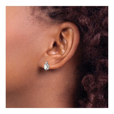 Sterling Silver Oval Lab-Created Opal & Diamond Stud Earrings – view 4