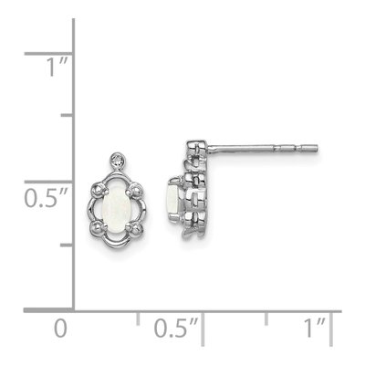 Sterling Silver Oval Lab-Created Opal & Diamond Stud Earrings – view 5