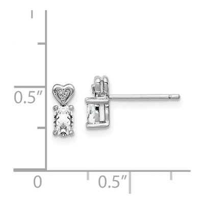 Sterling Silver Oval White Topaz & Diamond Stud Earrings – view 5