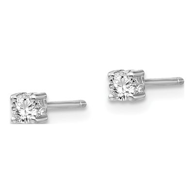 Sterling Silver 3mm Round White Topaz Stud Earrings – view 3