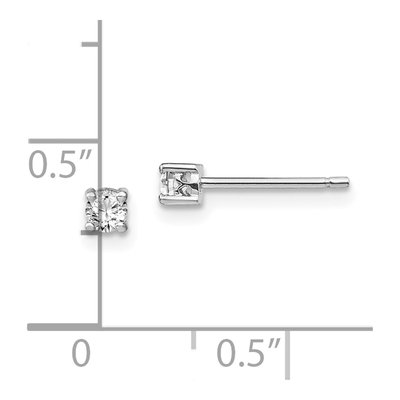 Sterling Silver 3mm Round White Topaz Stud Earrings – view 5