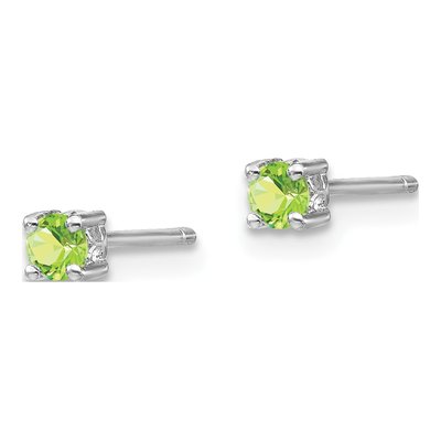 Sterling Silver 3mm Round Peridot Stud Earrings – view 3