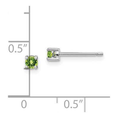 Sterling Silver 3mm Round Peridot Stud Earrings – view 5