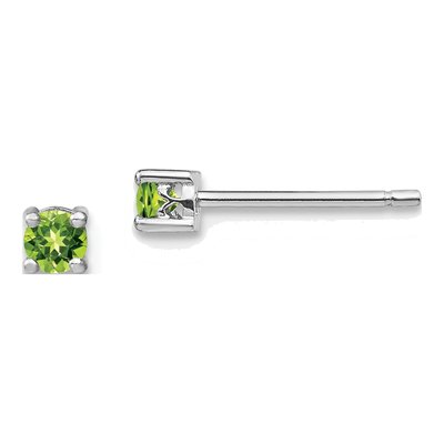 Sterling Silver 3mm Round Peridot Stud Earrings