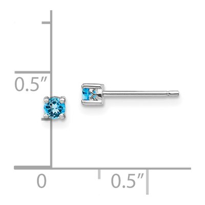 Sterling Silver 3mm Round Swiss Blue Topaz Stud Earrings – view 5