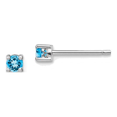 Sterling Silver 3mm Round Swiss Blue Topaz Stud Earrings