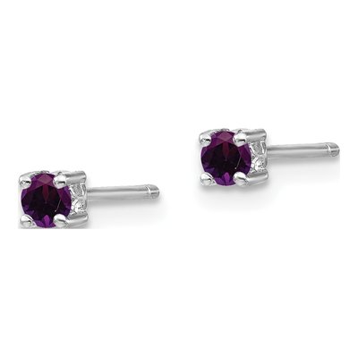 Sterling Silver 3mm Round Amethyst Stud Earrings – view 3