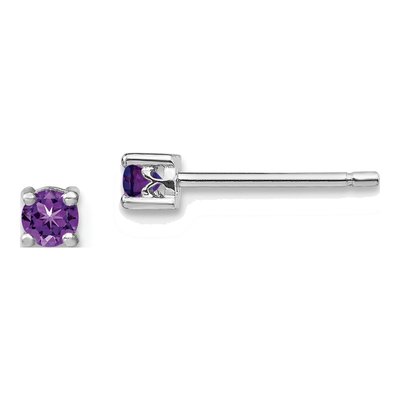 Sterling Silver 3mm Round Amethyst Stud Earrings