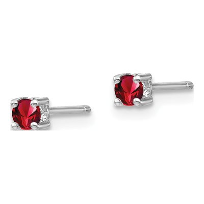 Sterling Silver 3mm Round Garnet Stud Earrings – view 3