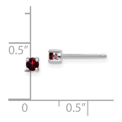 Sterling Silver 3mm Round Garnet Stud Earrings – view 5
