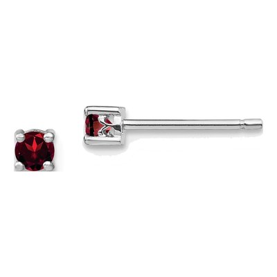 Sterling Silver 3mm Round Garnet Stud Earrings
