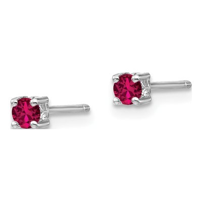Sterling Silver 3mm Round Lab-Created Ruby Stud Earrings – view 3