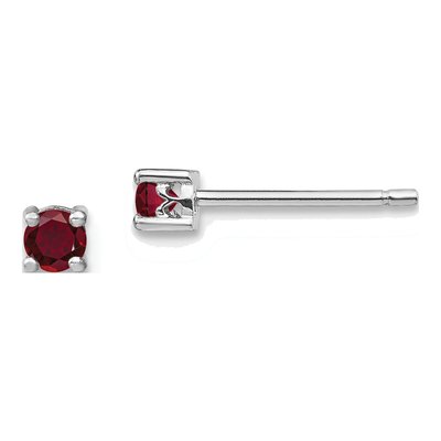 Sterling Silver 3mm Round Lab-Created Ruby Stud Earrings