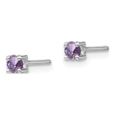 Sterling Silver 3mm Round Rhodolite Garnet Stud Earrings – view 3