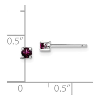 Sterling Silver 3mm Round Rhodolite Garnet Stud Earrings – view 5