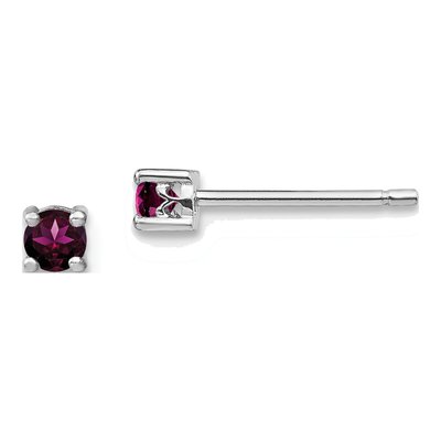 Sterling Silver 3mm Round Rhodolite Garnet Stud Earrings