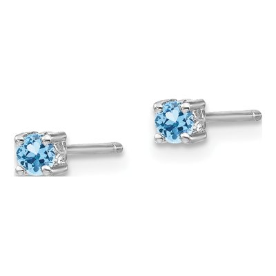Sterling Silver 3mm Round Aquamarine Stud Earrings – view 3