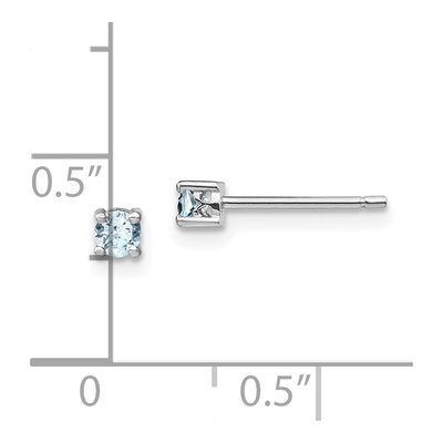 Sterling Silver 3mm Round Aquamarine Stud Earrings – view 5