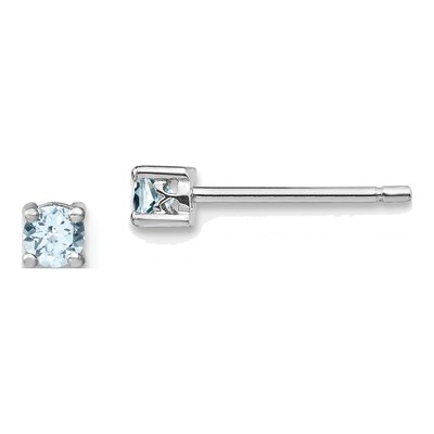 Sterling Silver 3mm Round Aquamarine Stud Earrings