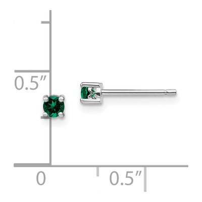 Sterling Silver 3mm Round Lab-Created Emerald Stud Earrings – view 5