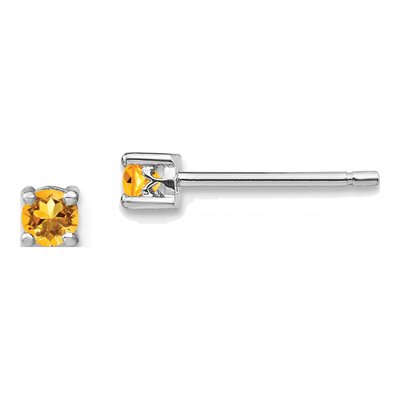 Sterling Silver 3mm Round Citrine Stud Earrings