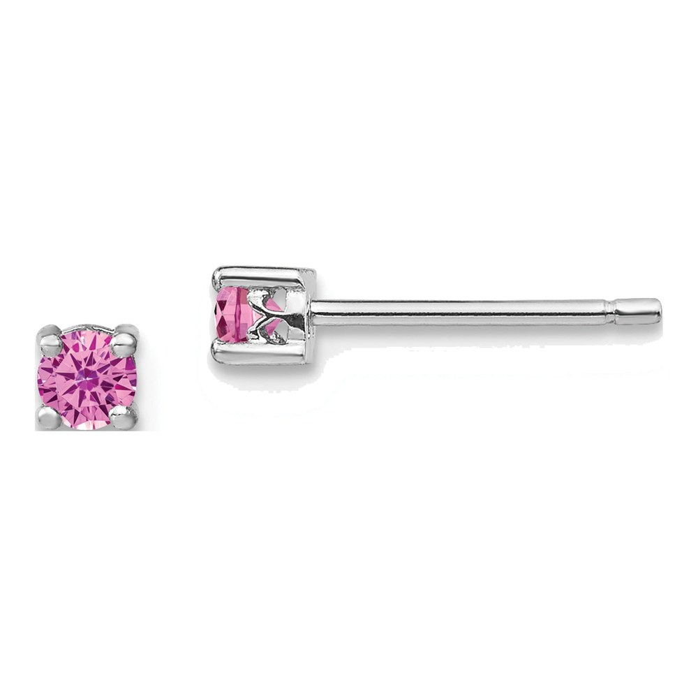 Sterling Silver Lab Pink Sapphire October Birthstone Studs