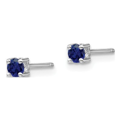 Sterling Silver 3mm Round Lab-Created Sapphire Stud Earrings – view 3