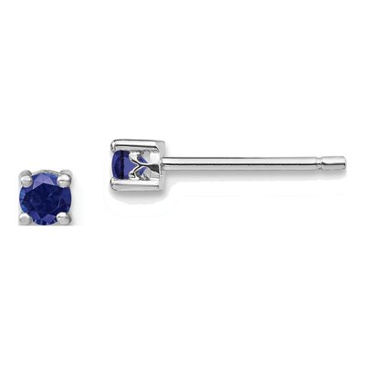 Sterling Silver 3mm Round Lab-Created Sapphire Stud Earrings