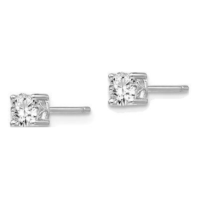 Sterling Silver 4mm Round White Topaz April Birthstone Stud Earrings – view 3