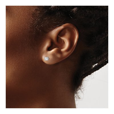 Sterling Silver 4mm Round White Topaz April Birthstone Stud Earrings – view 4