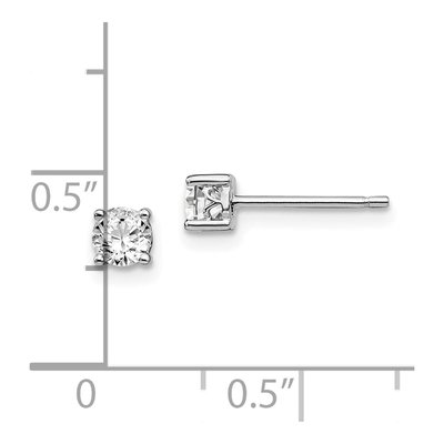 Sterling Silver 4mm Round White Topaz April Birthstone Stud Earrings – view 5