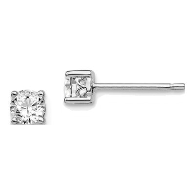Sterling Silver 4mm Round White Topaz April Birthstone Stud Earrings