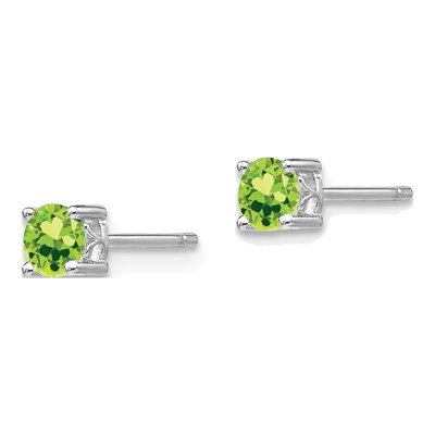 Sterling Silver 4mm Round Peridot Stud Earrings – view 3