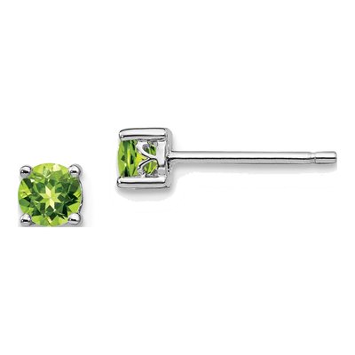 Sterling Silver 4mm Round Peridot Stud Earrings