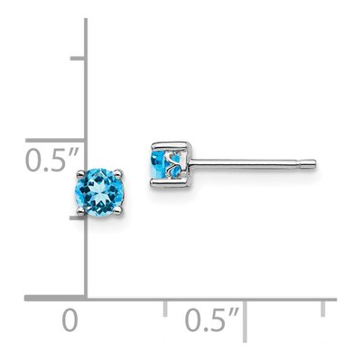 Sterling Silver 4mm Round Swiss Blue Topaz Stud Earrings – view 5