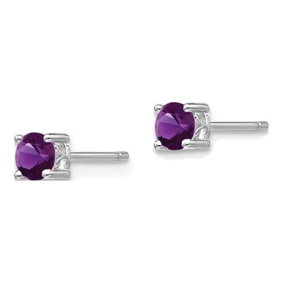 Sterling Silver 4mm Round Amethyst Stud Earrings – view 3