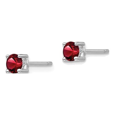 Sterling Silver 4mm Round Garnet Stud Earrings – view 3