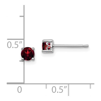 Sterling Silver 4mm Round Garnet Stud Earrings – view 5