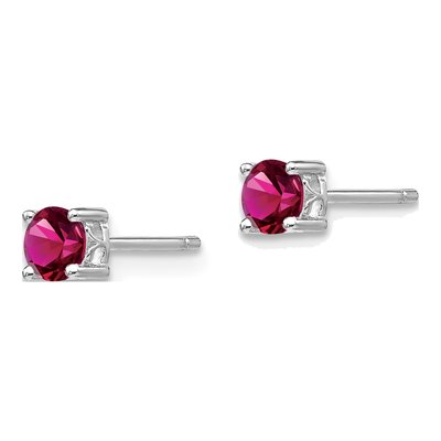 Sterling Silver 4mm Round Lab-Created Ruby Stud Earrings – view 3