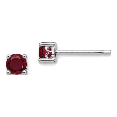 Sterling Silver 4mm Round Lab-Created Ruby Stud Earrings