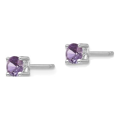 Sterling Silver 4mm Round Rhodolite Garnet Stud Earrings – view 3